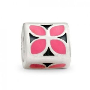 Pandora pink enamel flower bead
